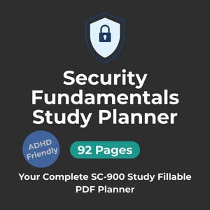 ADHD Study Planner Sc-900 Azure Security Fundamentals Adhd Friendly Exam Prep Fillable PDF Digital Planner IT Certification Study Guide Dark