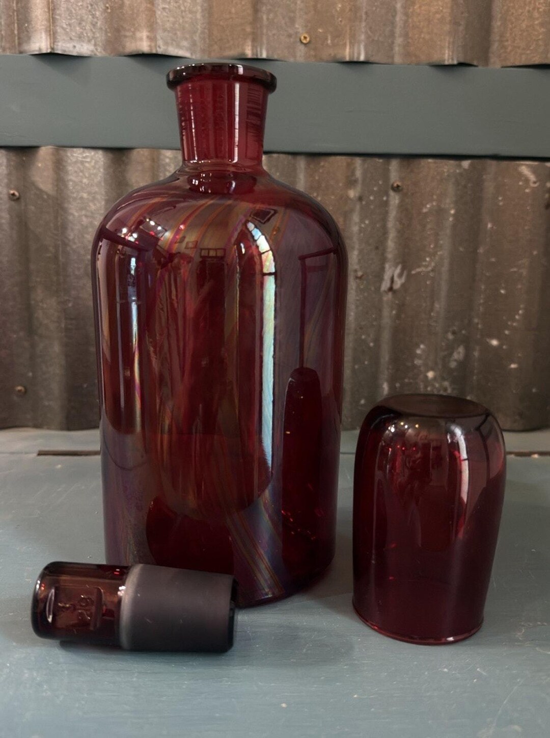 Ruby Red Pyrex Vintage Corning Pyrex Ruby Red Apothecary Bottle With Stopper and ...