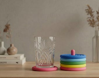 Regnbågsfärgade 3D-tryckta underlägg med hållare - Tillverkad i Tyskland