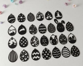 Påskäggsdekorationer (27 delar) – 3D-printade hängande dekorationer, vårväggdekorationer, kollektion av kaninäggsdekorationer