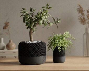 Modern Apple HomePod-stil växtkruka, minimalistisk planteringskärl, 3D-tryckt PLA-heminredning, ribbad blomkruka, tillverkad i Tyskland, skrivbordsdekor