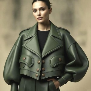 Thierry Mugler ノーカラージャケット スカラップ グリーン 7AR Thierry Mugler ノーカラージャケット スカラップ グリーン 7AR