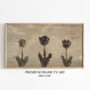 Vintage Moody Tulips Samsung Frame TV Art, Muted Easter Spring Decor, Rustic Floral Oil Painting, Neutral Tone Digital Download
