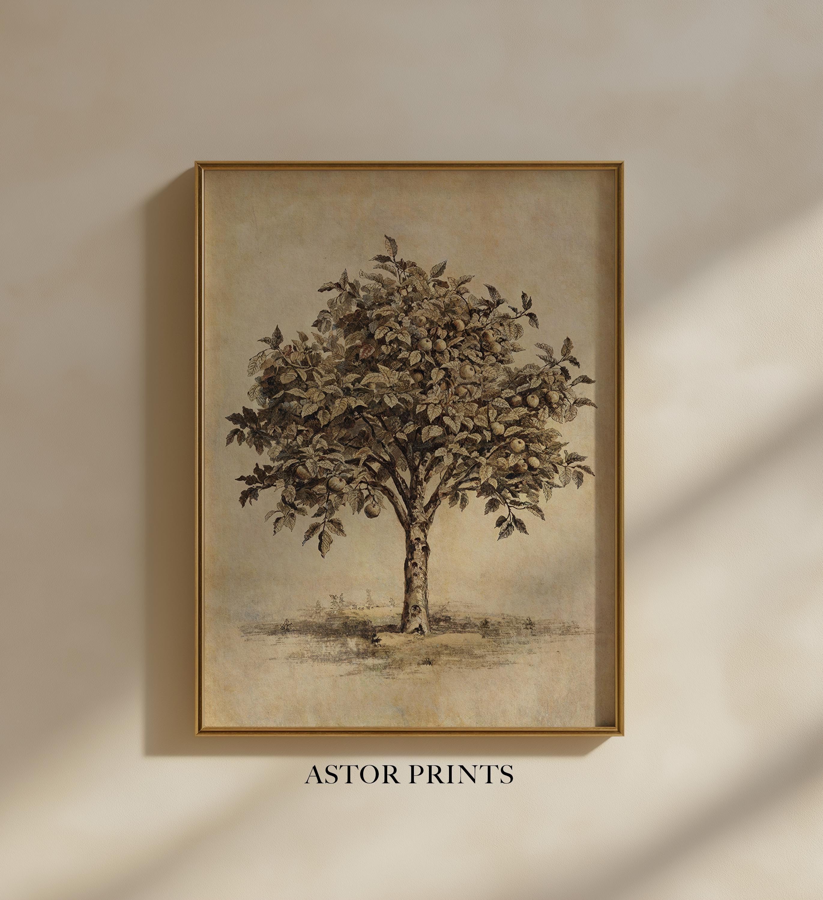 Fall Apple Tree Sketch Print (printable Digital Download) Neutral ...