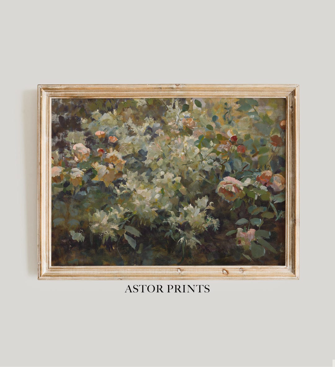 Rose Garden Oil Painting | PRINTABLE | Vintage Moody Floral Art Print ...
