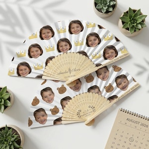 Personalized Face Folding Fan with Pattern, Custom Portrait Hand Fan, Wedding Party Favor, Birthday Gift, Bachelorette Party Fan