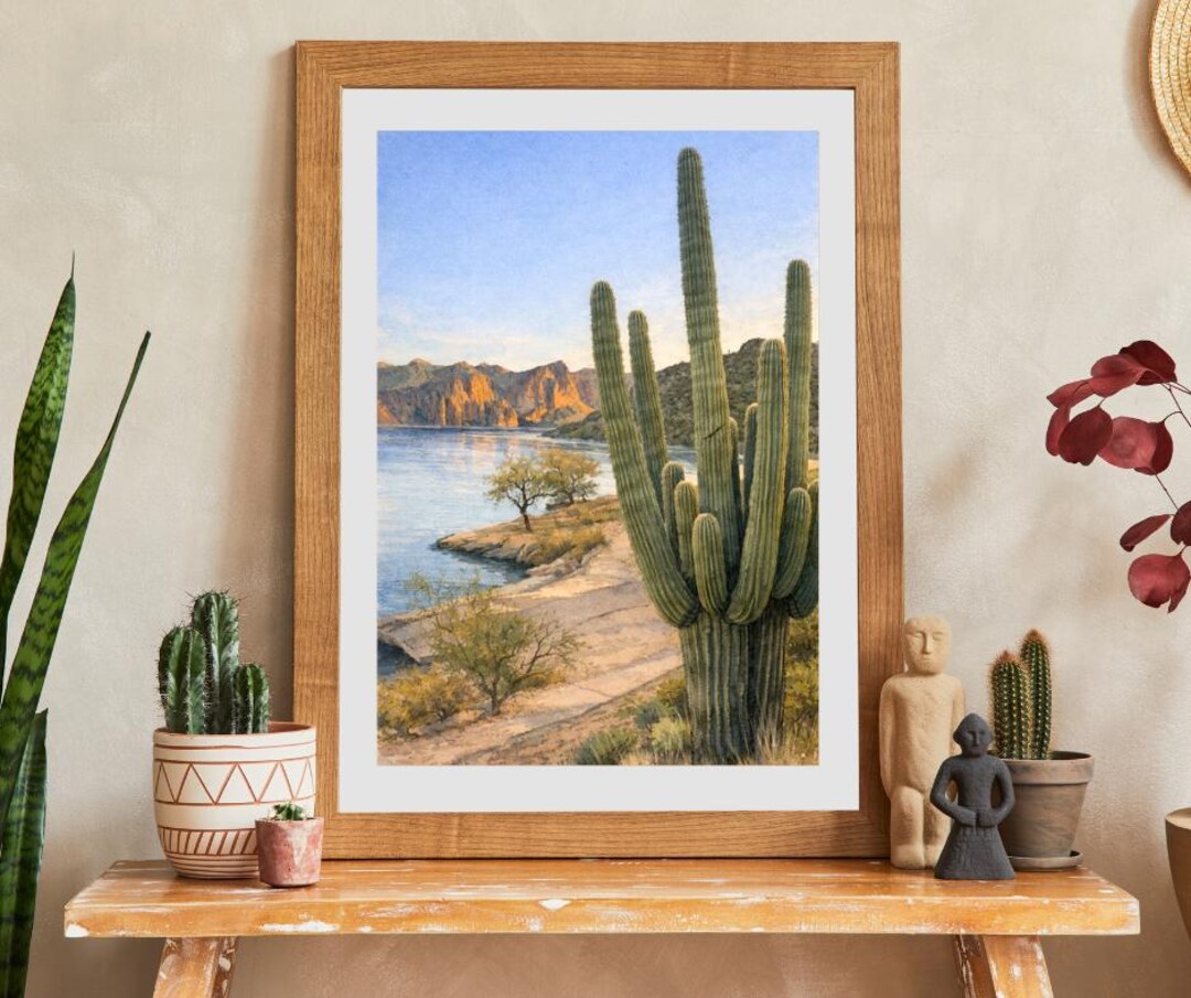 Desert Cactus Wall Art Print | Saguaro Landscape Arizona Decor ...