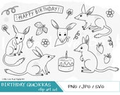 Australian Bilby Birthday Clipart illustrations - Original Fun Hand Drawn Digital Graphics, JPG, PNG, SVG. Cricut cut files. Clip art