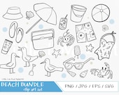 Digital Australian Beach illustrations - Fun Hand Illustrated Digital Clipart Graphics, jpg, PNG, EPS, SVG