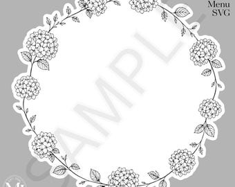 Hortensie Blumenkreis Menü SVG für Cricut | PrintThen Cut Einladung | Luxus DIY Einladung Vorlage