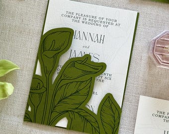 Calla Lily Wedding Invitation Pocket Jacket SVG for Cricut | Print Then Cut Invitation | Luxury DIY Invitation Template | 5x7, 4.25x6, 4x6