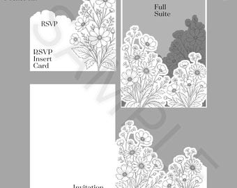 Benutzerdefinierte Wildblumen-Einladung Tasche SVG für Cricut | PrintThen Cut Einladung | Florale DIY Einladung Vorlage 13x18