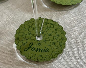 Hortensie Weinglas Tischkarte SVG | Cricut, dann geschnitten, Hochzeit Tischkarten | Hortensien Stengel Tischkarten | Geleitkarten