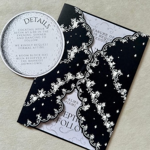 Vintage Celestial Invitation Jacket SVG for Cricut | Print Then Cut Invitation | Luxury DIY Invitation Template 5x7