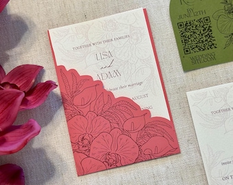 Amaranth Hochzeitseinladung Tasche Jacke SVG für Cricut | PrintThen Cut Tascheneinladung | Luxus DIY Vorlage | 5x7, 4.25x6, 4x6