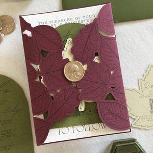 Plantilla de invitación de boda con diseño de hojas de otoño en formato SVG para Cricut / Invitación para imprimir y cortar / Plantilla de invitación de lujo para hacer tú mismo / 5x7, 4.25x6, 4x6