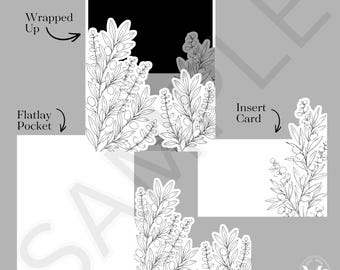 Benutzerdefinierte Olivenzweig & Eukalyptus Pocket SVG für Cricut | PrintThen Cut Einladung | Florale DIY Einladung Vorlage 13x18