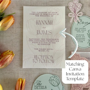 Plantilla SVG para invitaciones de boda con diseño de tulipanes para Cricut / Invitación para imprimir y cortar / Plantilla de invitación de lujo para hacer tú mismo / 5x7, 4.25x6, 4x6 imagen 9