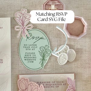 Plantilla SVG para invitaciones de boda con diseño de tulipanes para Cricut / Invitación para imprimir y cortar / Plantilla de invitación de lujo para hacer tú mismo / 5x7, 4.25x6, 4x6 imagen 6