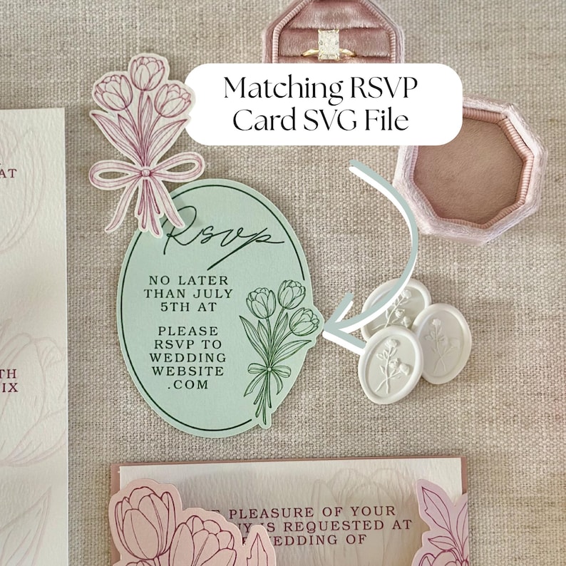 Plantilla SVG para invitaciones de boda con diseño de tulipanes para Cricut / Invitación para imprimir y cortar / Plantilla de invitación de lujo para hacer tú mismo / 5x7, 4.25x6, 4x6 imagen 6