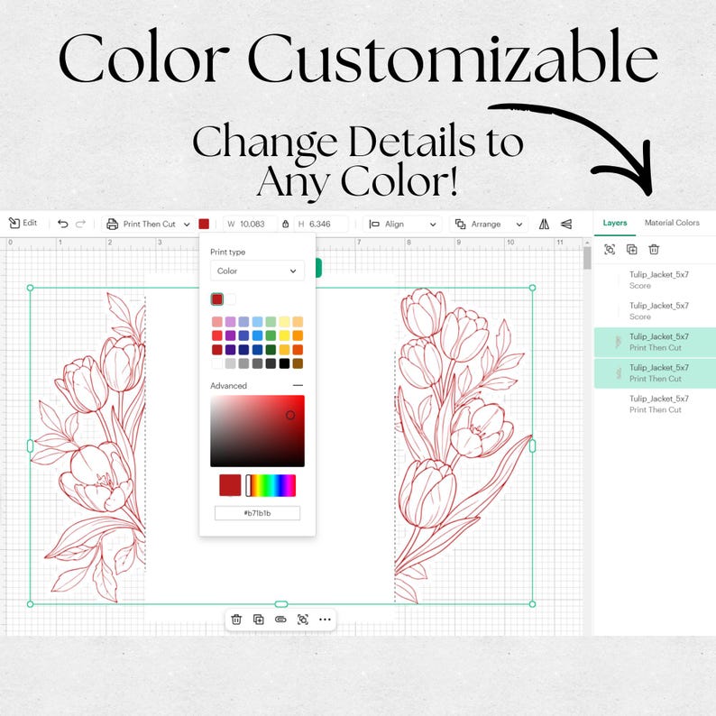 Plantilla SVG para invitaciones de boda con diseño de tulipanes para Cricut / Invitación para imprimir y cortar / Plantilla de invitación de lujo para hacer tú mismo / 5x7, 4.25x6, 4x6 imagen 10