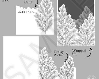 Benutzerdefinierte Pinecone Einladung Tasche SVG für Cricut | PrintThen Cut Einladung | Florale DIY Einladung Vorlage 13x18