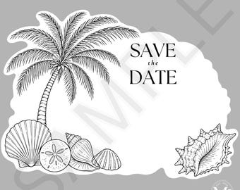 Tropische Muschel Save the Date SVG für Cricut | PrintThen Cut Einladung | Luxus DIY Einladung Vorlage