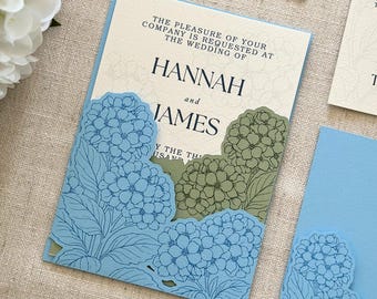 Invitación de boda con hortensias (SVG para Cricut) / Imprime y corta la invitación / Plantilla de invitación DIY de lujo / 5x7, 4.25x6, 4x6