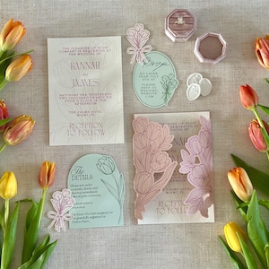 Plantilla SVG para invitaciones de boda con diseño de tulipanes para Cricut / Invitación para imprimir y cortar / Plantilla de invitación de lujo para hacer tú mismo / 5x7, 4.25x6, 4x6 imagen 3