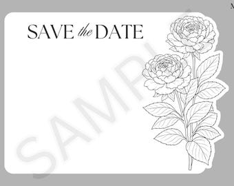 Pfingstrose Save the Date SVG für Cricut | PrintThen Cut Einladung | Luxus DIY Einladung Vorlage