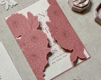 Dahlie Hochzeitseinladung Jacke Reihe SVG für Cricut | PrintThen Cut Einladung | Luxus DIY Einladung Vorlage | 5x7, 4.25x6, 4x6