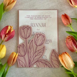 Tulpe Hochzeitseinladung Pocket SVG für Cricut | PrintThen Cut Einladung | Luxus DIY Einladung Vorlage | 5x7, 4.25x6, 4x6