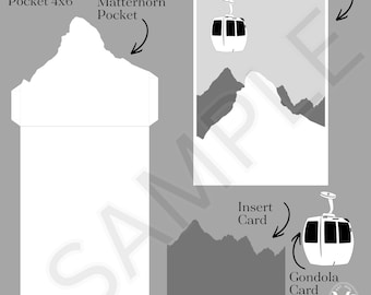 Matterhorn Gondel Hochzeitseinladung Tasche Jacke SVG für Cricut | Luxus DIY Einladung Vorlage | 4x6