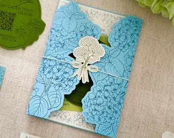 Hortensien-Hochzeits-Einladungs-Jacken-Reihe SVG für Cricut | PrintThen Cut Einladung | Luxus DIY Einladung Vorlage | 5x7, 4.25x6, 4x6