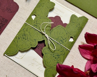 Orchidee Blume Hochzeitseinladung Jacke SVG für Cricut | PrintThen Cut Einladung | Luxus DIY Einladung Vorlage | 5x7, 4.25x6, 4x6
