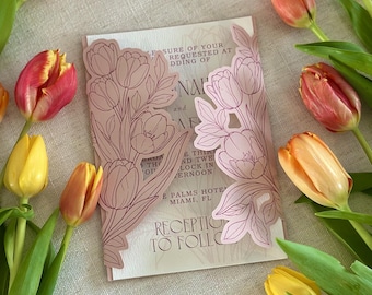 Tulpe Hochzeitseinladung Jacke Reihe SVG für Cricut | PrintThen Cut Einladung | Luxus DIY Einladung Vorlage | 5x7, 4.25x6, 4x6