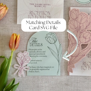 Plantilla SVG para invitaciones de boda con diseño de tulipanes para Cricut / Invitación para imprimir y cortar / Plantilla de invitación de lujo para hacer tú mismo / 5x7, 4.25x6, 4x6 imagen 7