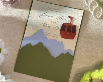 Berg Gondel Hochzeitseinladung Tasche Jacke SVG für Cricut | Luxus DIY Einladung Vorlage | 5x7, 4.25x6, 4x6