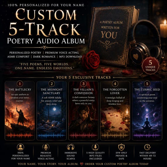 Custom 5-Track Poetry Audio Album | Personalized Voice Commission (MP3 Download)