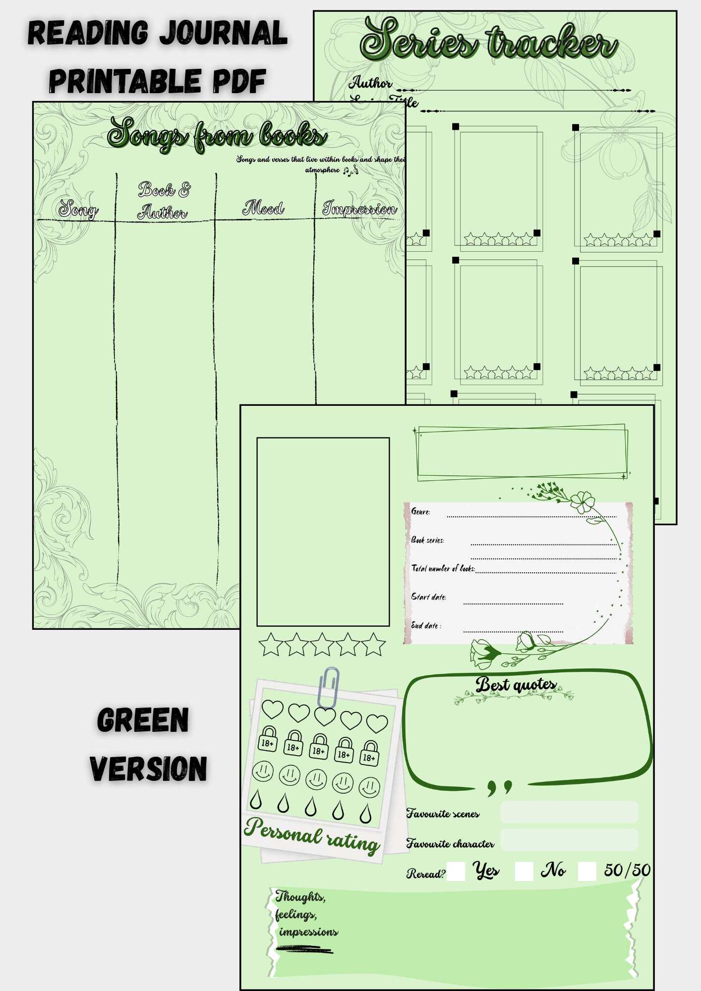 Reading Journal | Book Tracker & Reflection (printable PDF - Etsy