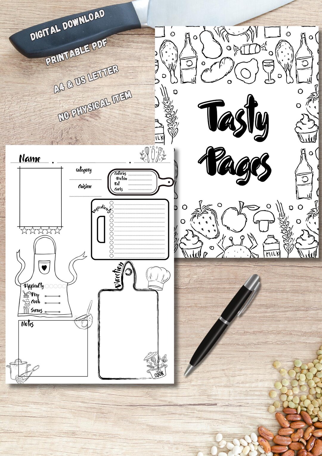 Digital Recipe Book Template | Editable Cooking Journal | Printable ...