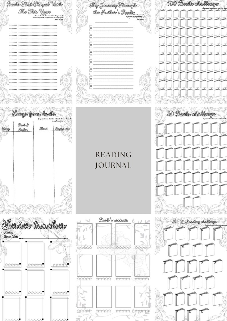 Reading Journal | Book Tracker & Reflection (printable PDF - Etsy