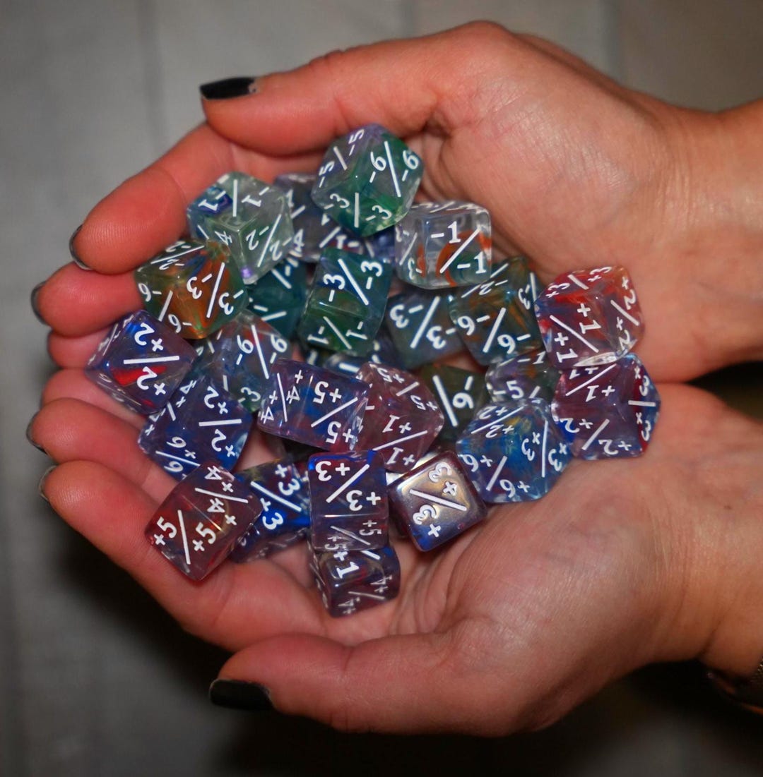 Plus & Minus Counter Dice for MTG! Confetti Swirl Color Theme. Great ...