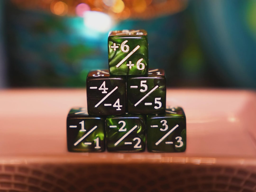 Plus & Minus Counter Dice for MTG! Poison Green Marble Color Theme ...