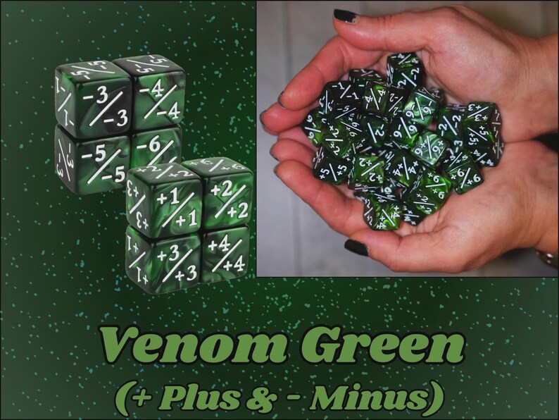 Plus Sign Dice Plus & Minus Counter Dice for MTG! Poison Green Marble Color Theme ...
