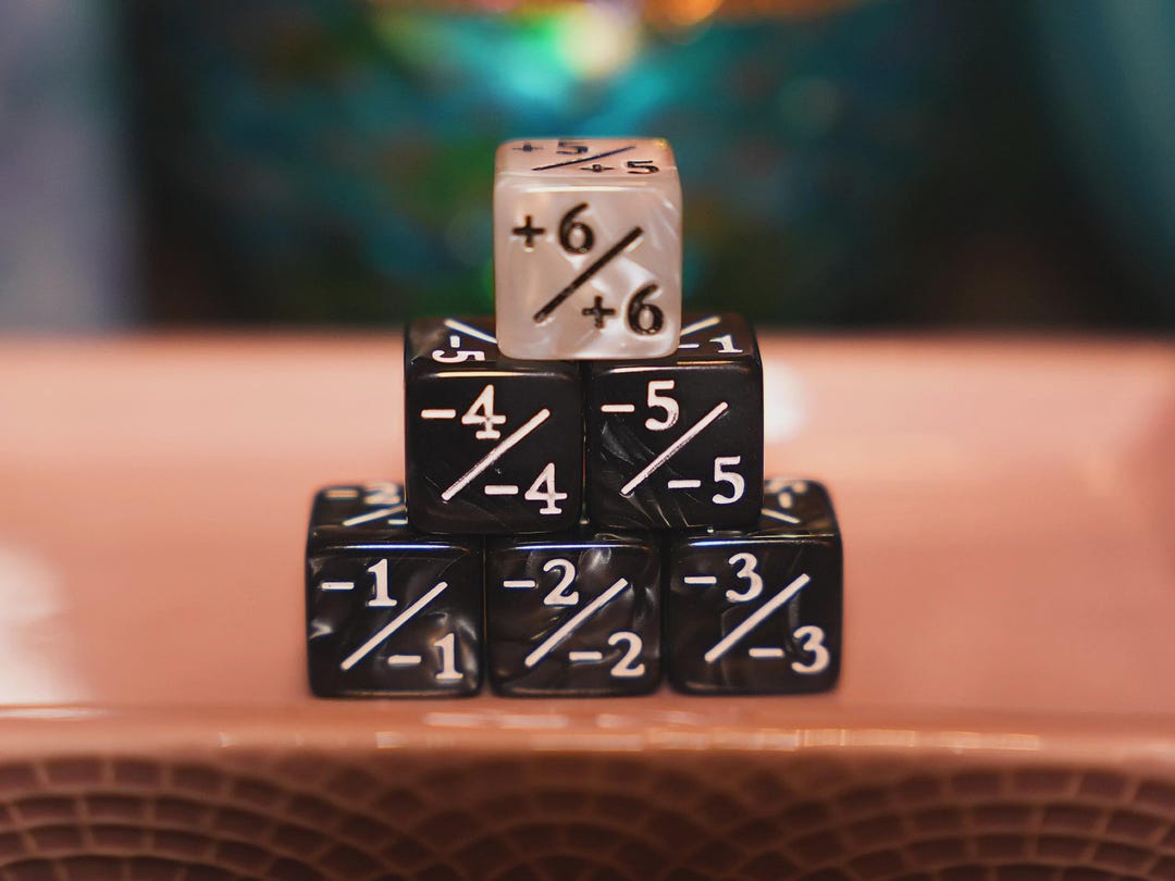 Plus & Minus Counter Dice for MTG! Grey and White Marble Color Theme ...