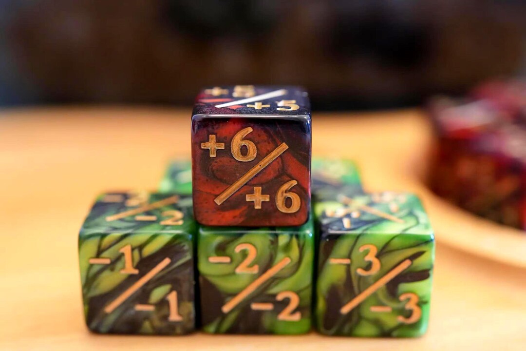 Plus & Minus Counter Dice for MTG! Red and Green Marble Color Theme ...