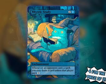 Rhystic Study (Cat Version) - Proxy Card - Buy 3 get 1 free!