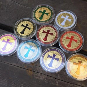Various Styles Knights Templar Crusader Seal Cross Shield Medieval Templar Rider Emblem Commemorative Coin