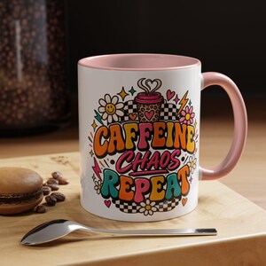 Taza de café retro, decoración de interiores, regalo para la oficina, taza de café divertida, taza de cerámica con cita motivacional para el espacio de trabajo, vajilla con tipografía colorida.